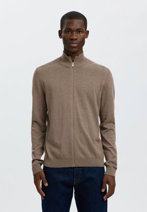 Selected, SLHBERG FULL ZIP - Strickjacke - teak melange
