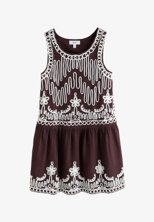 Next, REGULAR FIT - EMBROIDERED TAPEWORK MINI DRESS . - Vestido informal - chocolate brown