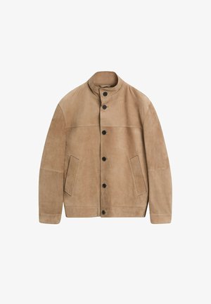 Massimo Dutti, NUBUCK LEATHER STAND-UP COLLAR JACKET - Lederjacke - beige