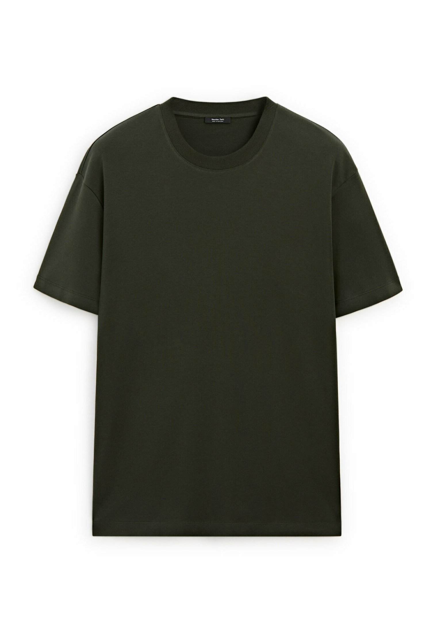 Massimo Dutti SHORT SLEEVE - Basic T-shirt - metallic green