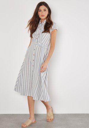 STRIPED MIDI  - Blusenkleid - blue