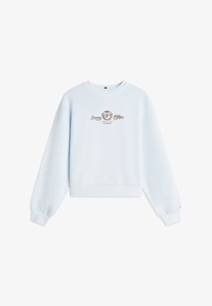 Svijetloplava skraćena majica s dugim rukavima i izvezenim logotipom Tommy Hilfiger Silver Lake Social Club na prsima.