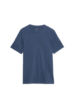 Marineblå kortærmet t-shirt med rund hals, lavet af blødt bomuldsblandingsstof. Glat tekstur med minimal detaljer og en klassisk pasform.