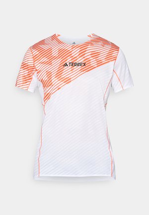 Adidas Terrex PRO TEE - Potiskana majica - white/semi impact orange