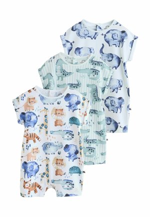 Next, REGULAR FIT - ROMPERS 3 PACK - Jumpsuit - blue watercolour animal printed popper