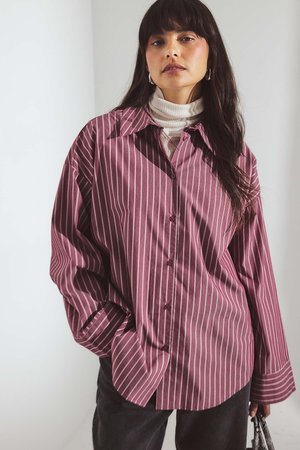 Hemdbluse - burgundy pink stripe
