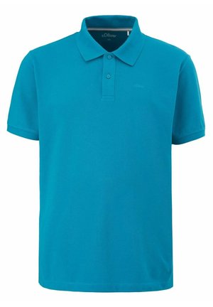 Niebieska koszulka polo z krótkim rękawem, dwoma guzikami i kołnierzykiem, marki s.Oliver, rozmiar 2XL, prezentowana na płasko na białym tle.