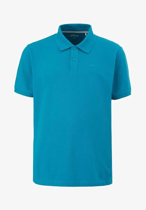 Polo bleu à manches courtes avec deux boutons et un col, de marque s.Oliver, taille 2XL, présenté à plat sur fond blanc.