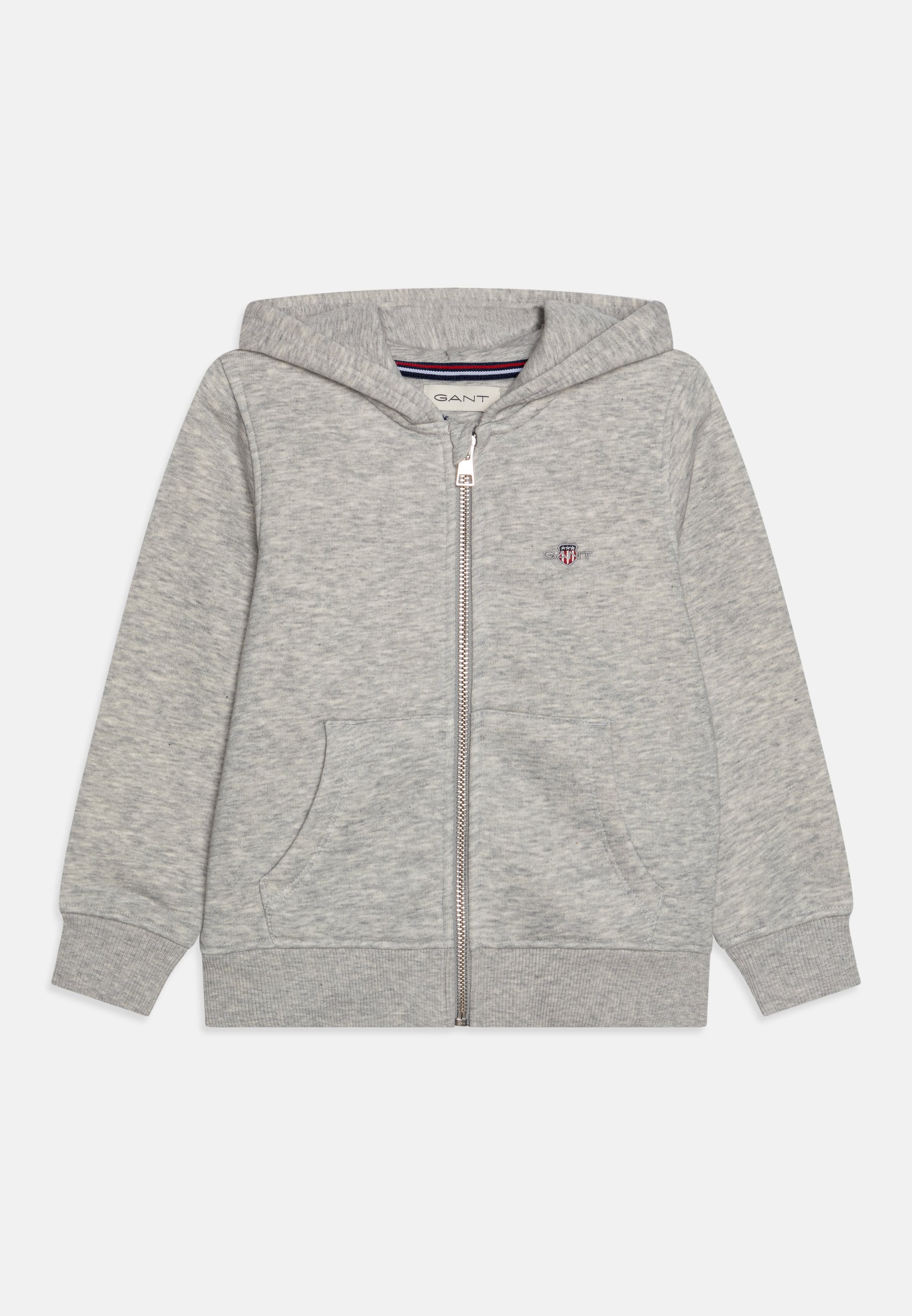 GANT SHIELD ZIP HOODIE UNISEX Mikina na zip light grey melange