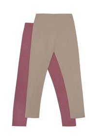 Leggings in Beige- und Burgunderfarben, aus weichem Stoff, mit einem schlichten Design und einer engen Passform ohne Verzierungen.
