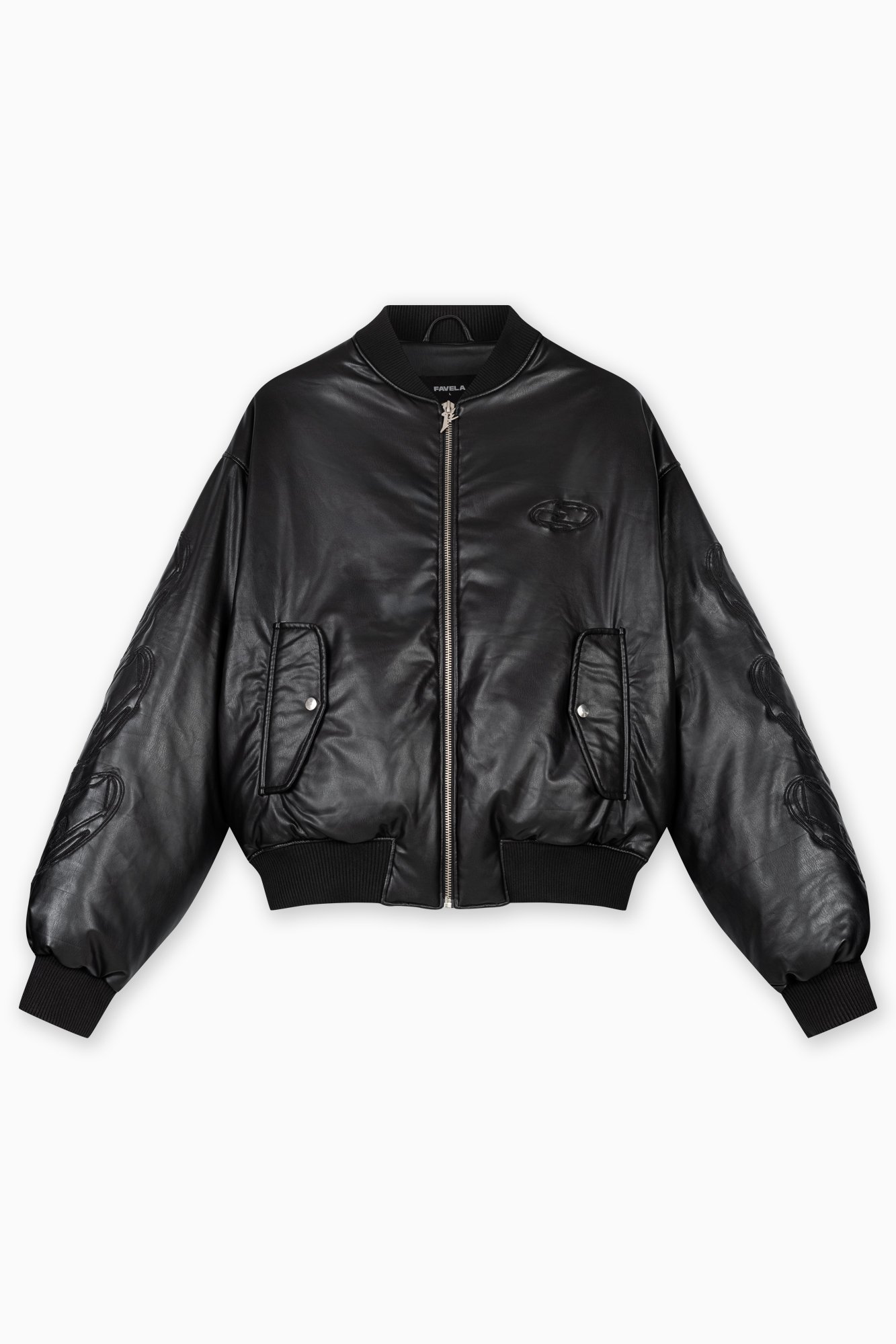 【OF ALL FORM】POCKET DETAIL LEATHERBOMBER Black Padded faux leather bomber jacket - Buy Online | Terranova