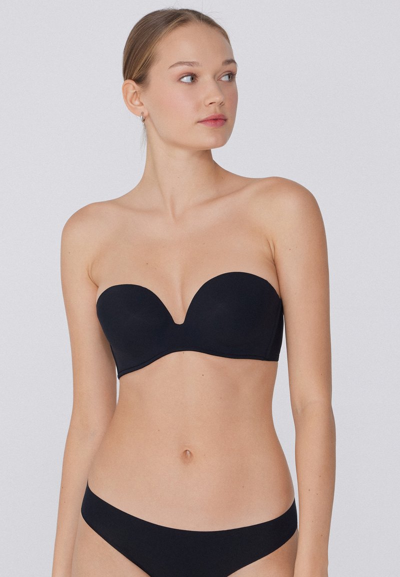 Tezenis PADDED LOW-CUT BANDEAU - Sujetador sin tirantes/multiescote - black