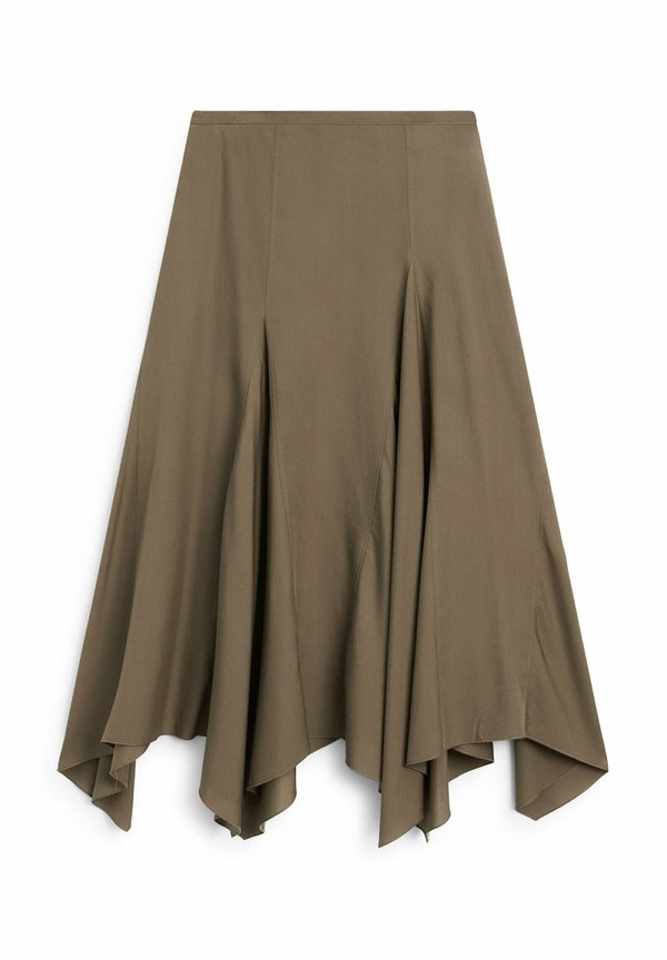 ASYMMETRIC FLOUNCE - A-line skirt - khaki2