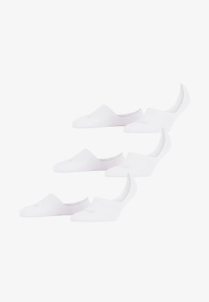 White no-show socks made of soft fabric, featuring a low-cut design with a ribbed cuff for a secure fit. Set of four pairs.