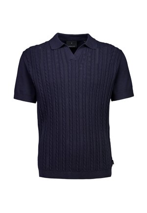 S/S CABLE V-NECK  - Poloshirt - navy