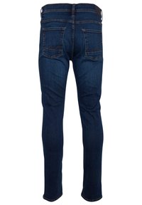 Mörk denimjeans med slim fit, med bakfickor som har bergformad sömnad och en subtil textur.