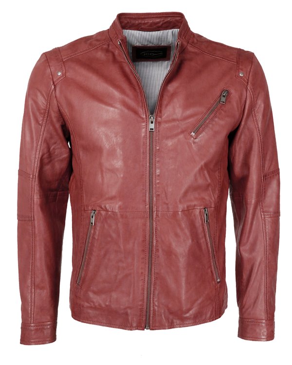 MIT KURZEM STEHKRAGEN - Lederjacke - oxblood