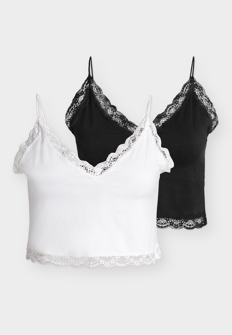 ONLY Carmakoma CARVICKY CROP TOP 2 PACK - Caraco - black/white/noir ...