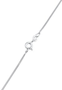 Collier chaîne en argent sterling avec un design classique, doté d'un fermoir en mousqueton et d'une texture lisse et épurée. Longueur réglable.