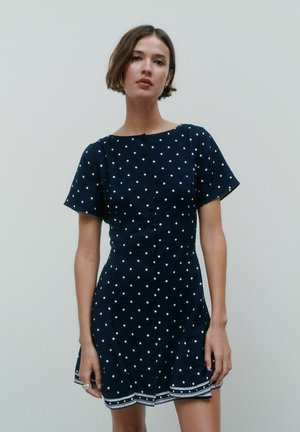 REGULAR FIT - TIE WAIST MINI - Skjortklänning - navy blue spot