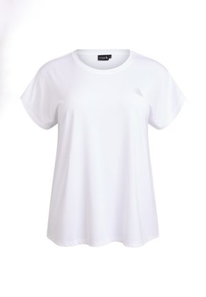 Biele tričko s krátkym rukávom z mäkkej látky, s okrúhlym výstrihom a jemným logom na ľavej strane hrudníka.