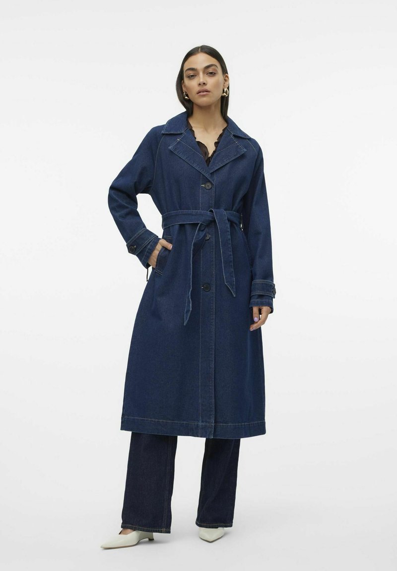 Vero Moda VMADISON LONG - Gabardina - dark blue denim