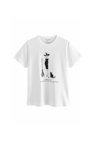 Next REGULAR FIT WICKED WITCH HALLOWEEN GRAPHIC  - T-shirt med print - white