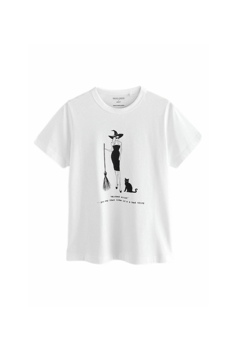 Next REGULAR FIT WICKED WITCH HALLOWEEN GRAPHIC  - T-shirt med print - white