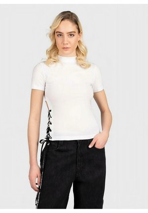 Versace Jeans Couture CROP - T-shirt con stampa - bianco