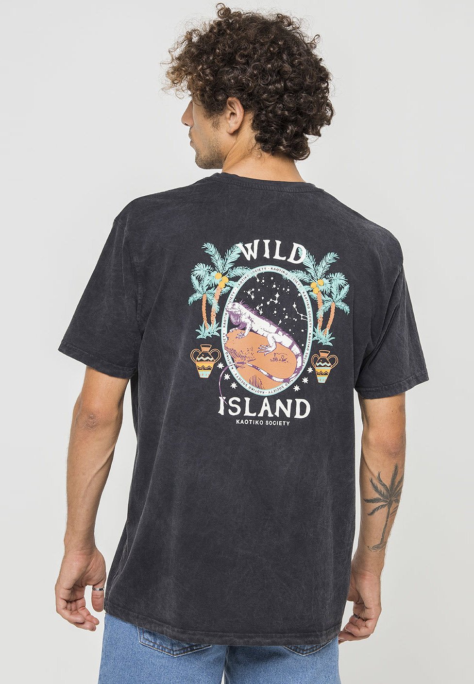 Kaotiko CAMISETA TIE DYE WILD ISLAND - T-shirt print - tie dye black/zwart  - Zalando.be