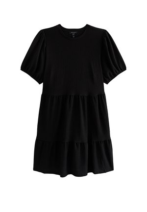 New Look Curves, CURVES  CRINKLE TEXTURE  SMOCK MINI DRESS - Robe en jersey - black