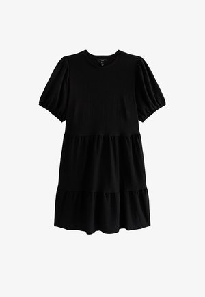 New Look Curves, CURVES CRINKLE TEXTURE SMOCK MINI DRESS - Robe en jersey - black