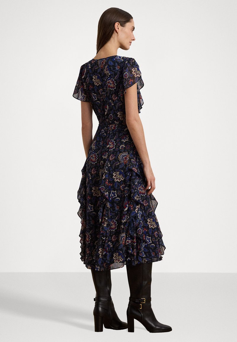 knee length dresses for ladies Lauren Ralph Lauren Floral Crinkle Georgette Tiered Dress