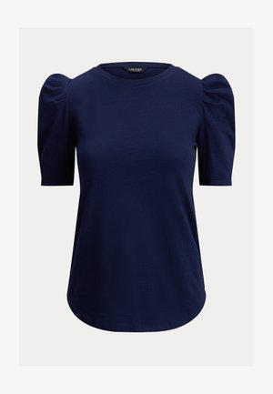 Μπλε ελαφρύ βαμβακερό τοπ με κοντά φουσκωτά μανίκια, στρογγυλή λαιμόκοψη και άνετη εφαρμογή. Ομαλή υφή χωρίς εμφανή σχέδια ή διακοσμητικά στοιχεία.