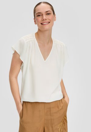 s.Oliver BLACK LABEL MIT SMOK-DETAIL - Bluse - ecru