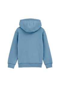 Felpa con cappuccio blu realizzata in tessuto morbido, caratterizzata da una vestibilità comoda, maniche lunghe e polsini a coste all'orlo e alle maniche.