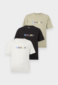 JORNANTUCKET BRANDING TEE 3 PACK - T-shirt imprimé - seagrass/white melange/black