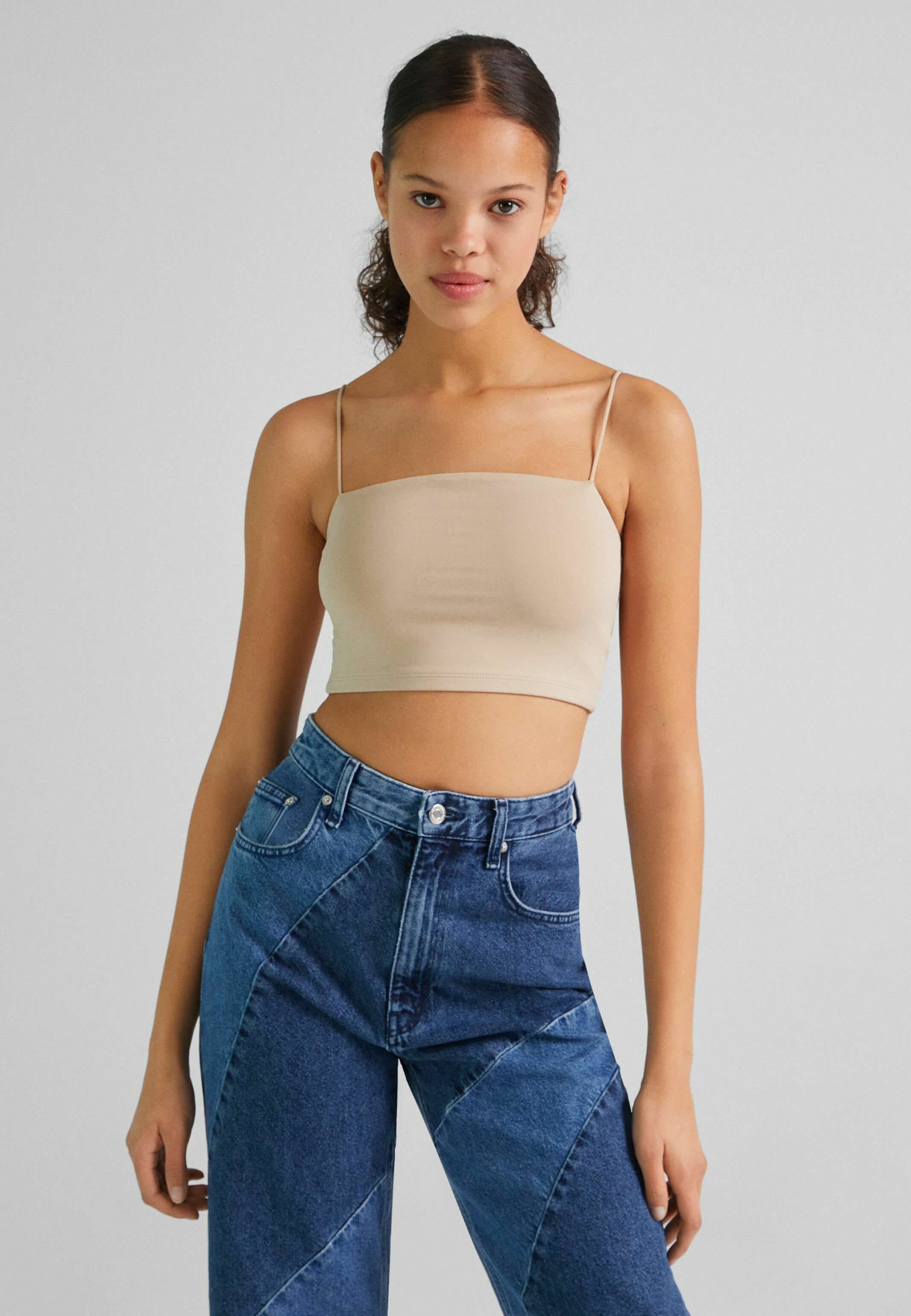 Bershka CROPPED - Top - beige/stone 