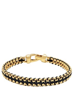 BLACK WOVEN BOX CHAIN BRACELET IN GOLD - Armbånd - gold