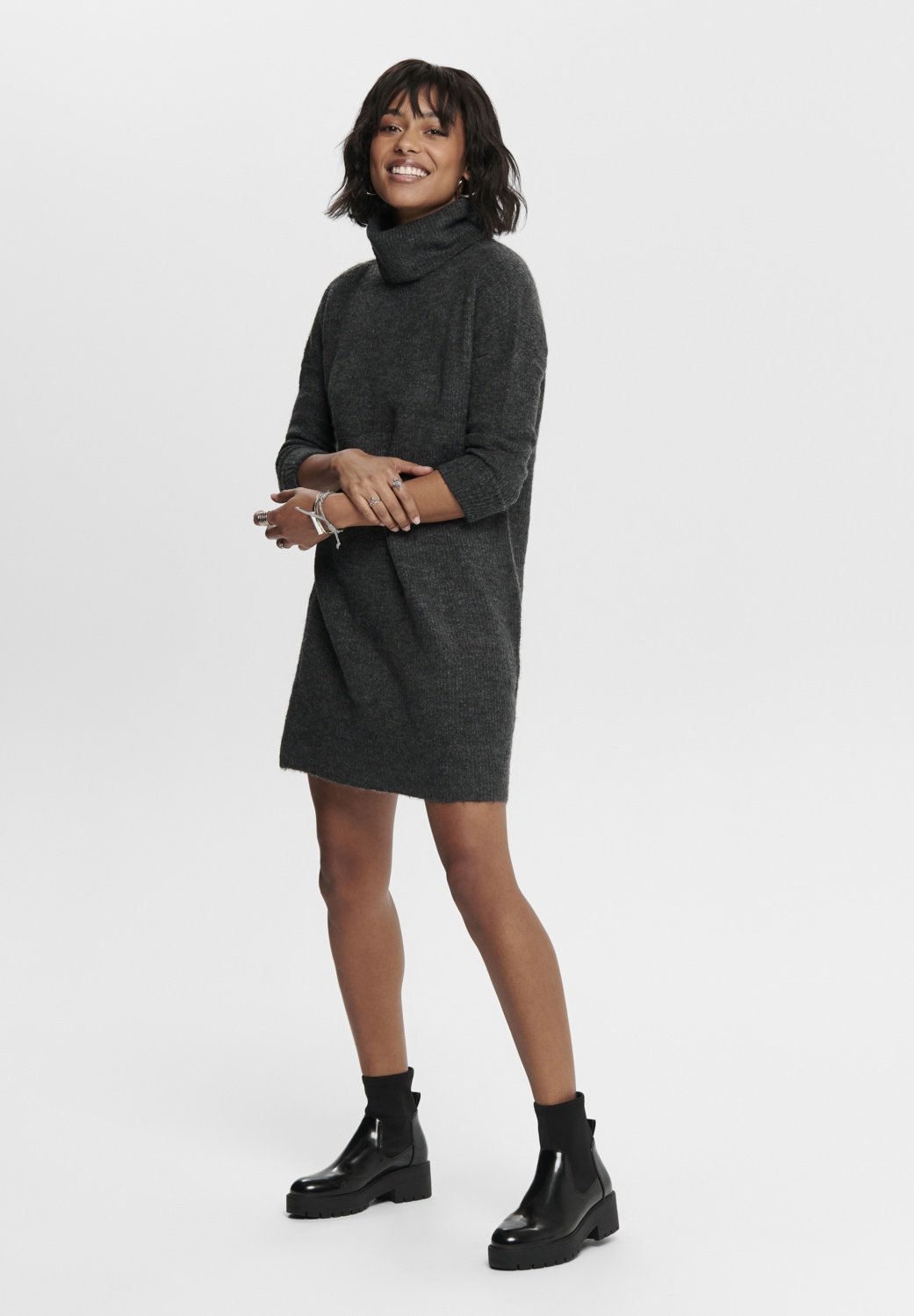 COWLNECK - Jumper dress - grey 