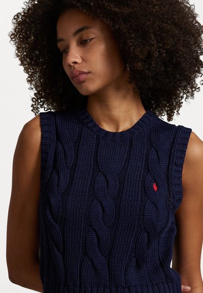Polo Ralph Lauren CABLE KNIT COTTON CROPPED VEST - Džemperis - hunter navy
