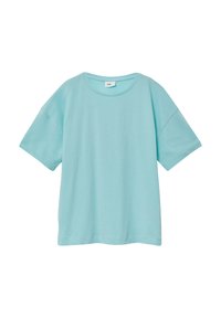 Lichtblauw T-shirt van zachte katoen, met een ronde hals, korte mouwen en een relaxte pasvorm zonder zichtbare patronen of accenten.