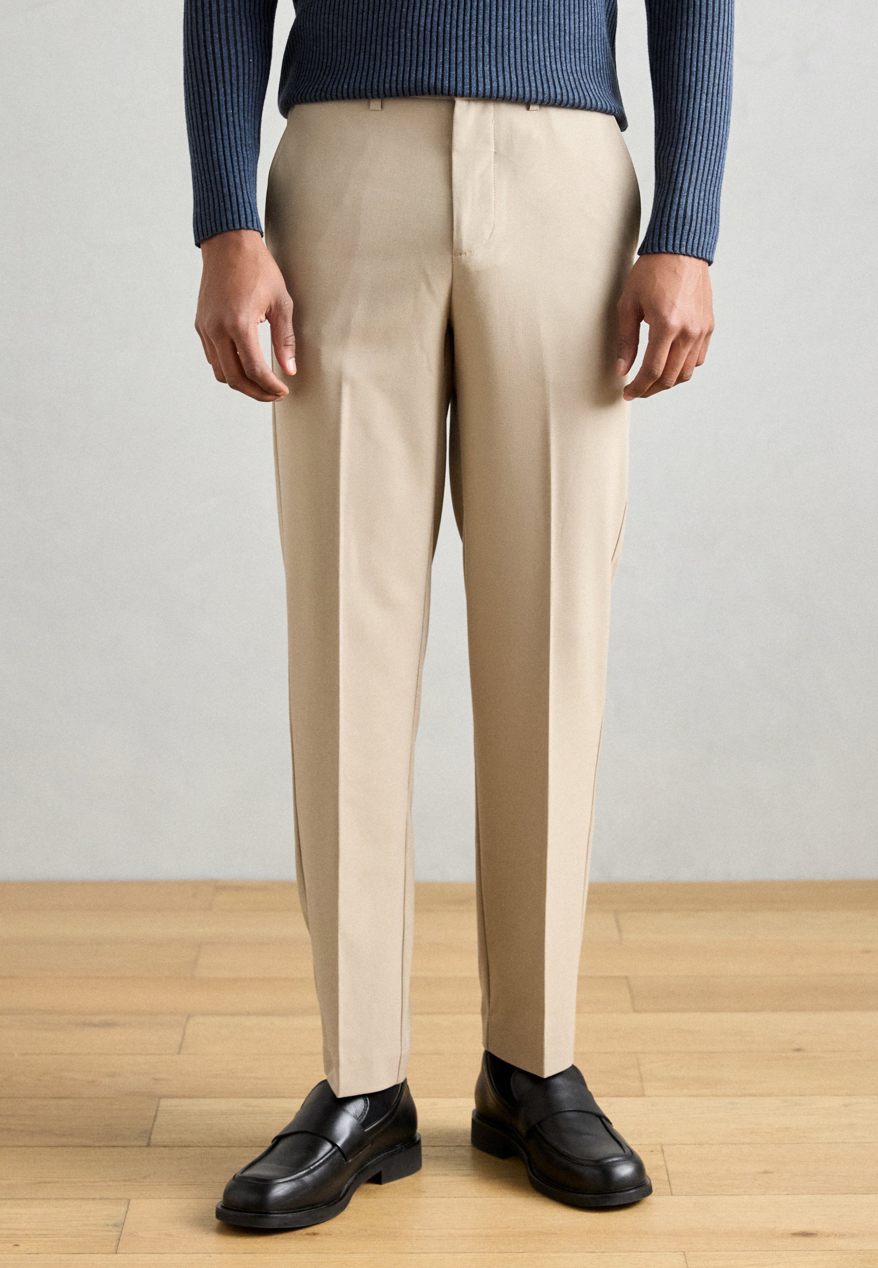 beige dress trousers Slim Fit Patterned Beige Trousers – HolloMen