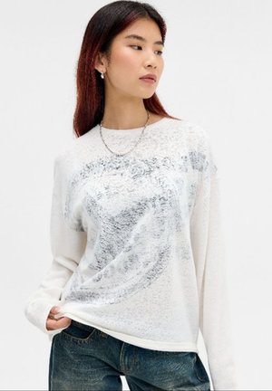 BDG Urban Outfitters STAMP SLUB SKATE - Μπλούζα με μακριά μανίκια - white