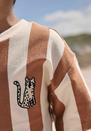 Next REGULAR FIT - SHORT SLEEVE STRIPE - T-shirt imprimé - brown neutral