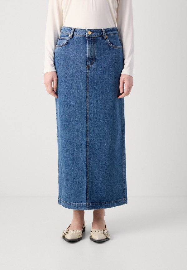 SKIRT HIGH WAIST REGULAR FIT SLIT AT BACK - Denim skirt2