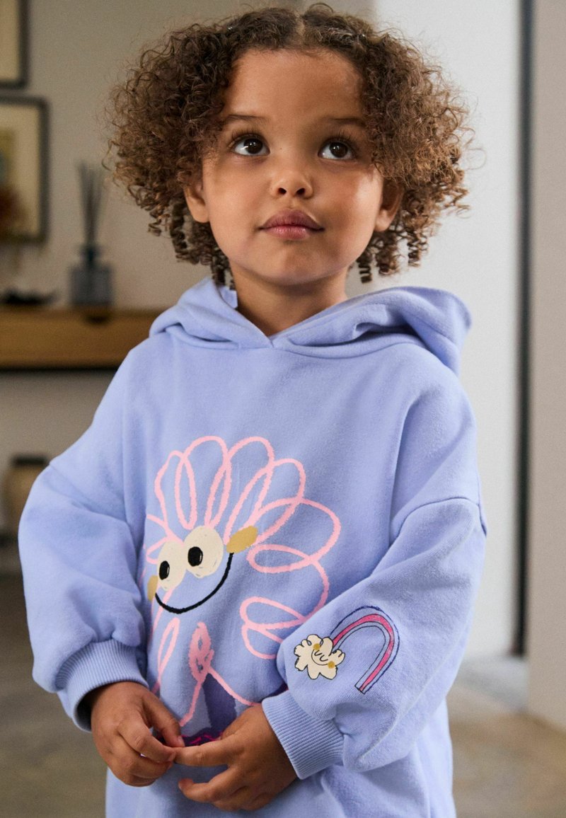 Pull à Capuche Garçon NEXT – 12 Ans – Bleu Coton – Broderie Arc-en-ciel – Occasion