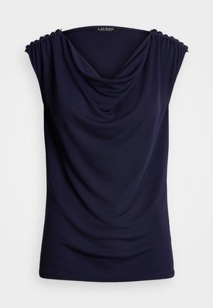 Lauren Ralph Lauren PRIYANNE JERSEY SLEEVELESS COWLNECK TOP - T-shirt con stampa - refined navy