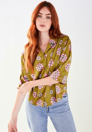 OLIVE RETRO FLORAL - Camicia - olive