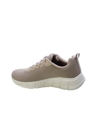 Sneaker beige in rete con punta rotonda, design con lacci e collare imbottito. Suola in gomma bianca con dettaglio di trazione testurizzato.